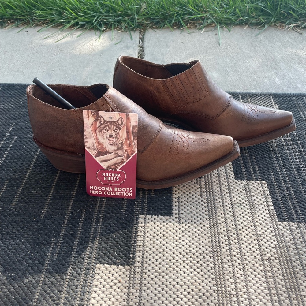 Brown mule booties
